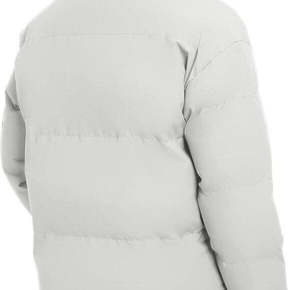 NWT Men’s Large White Puffer Coat – Windproof Insulated Down Alternative Jacket - Picture 3 of 5